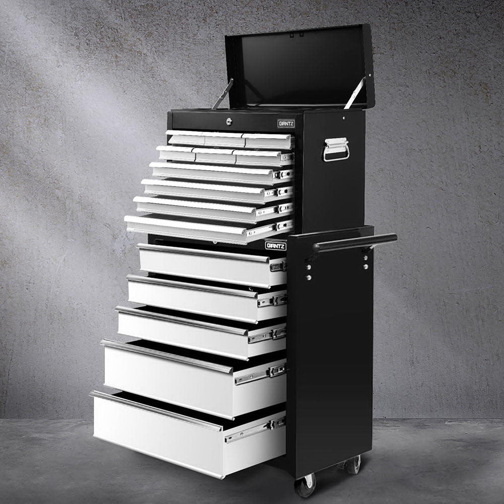 15 Drawers Tool Chest Trolley Toolbox 2 - in - 1 Storage Black& Grey - Tools > Tools Storage > Tool Boxes - Rivercity House & Home Co. (ABN 18 642 972 209) - Affordable Modern Furniture Australia