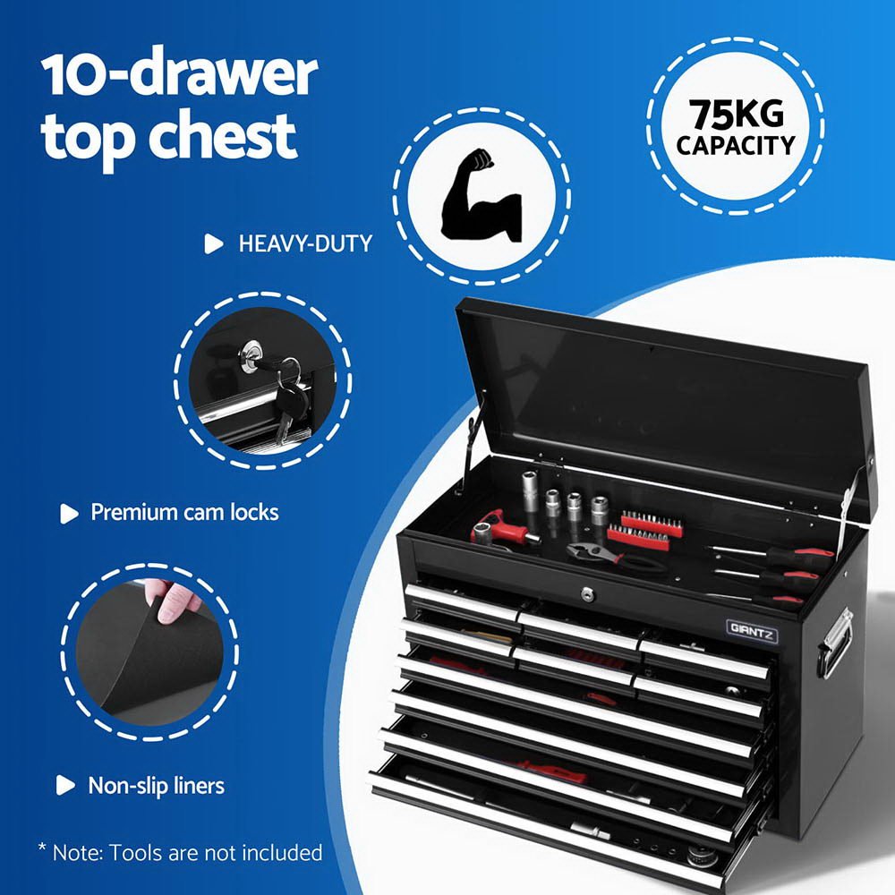15 Drawers Tool Chest Trolley Toolbox 2 - in - 1 Storage Black - Tools > Tools Storage > Tool Boxes - Rivercity House & Home Co. (ABN 18 642 972 209) - Affordable Modern Furniture Australia