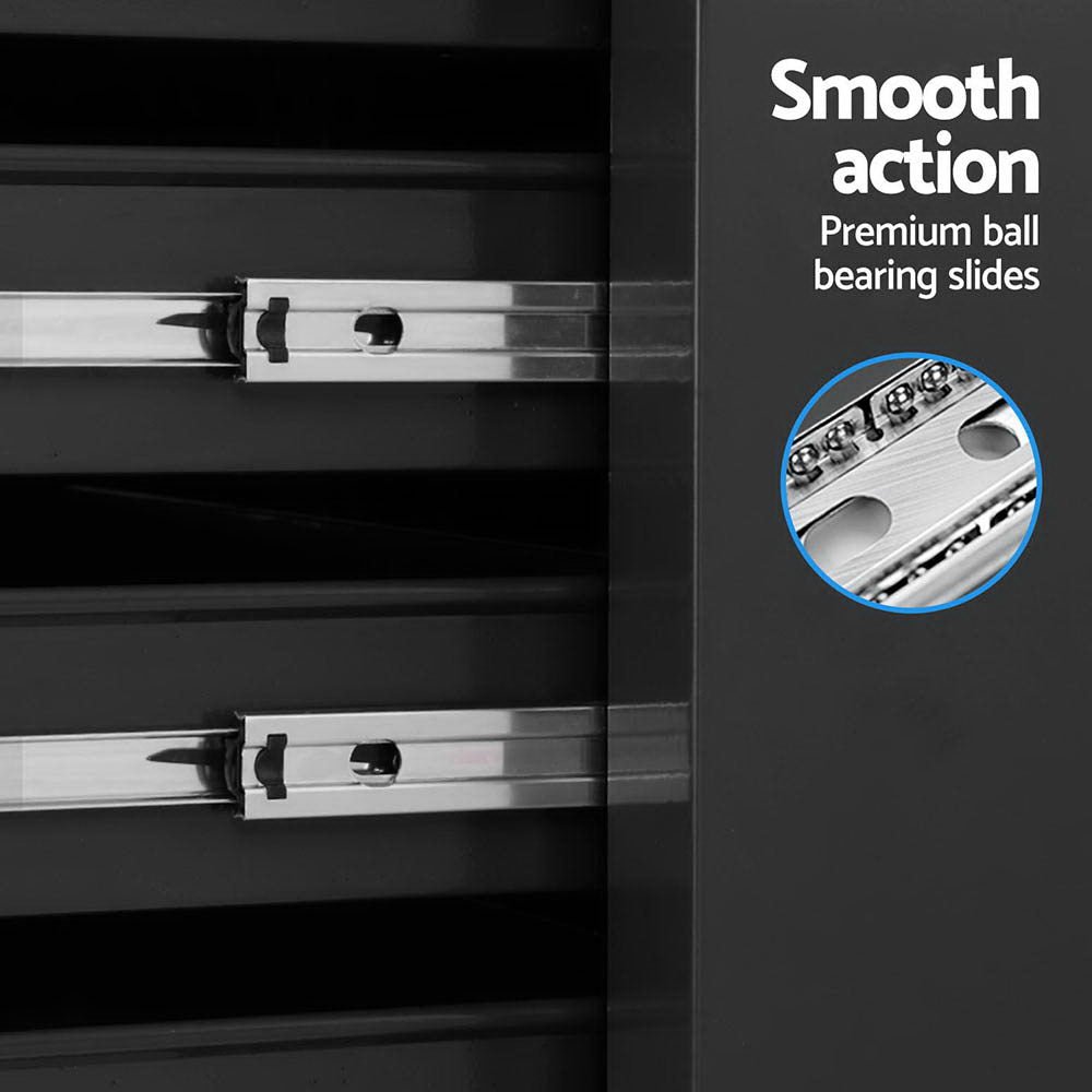 15 Drawers Tool Chest Trolley Toolbox 2 - in - 1 Storage Black - Tools > Tools Storage > Tool Boxes - Rivercity House & Home Co. (ABN 18 642 972 209) - Affordable Modern Furniture Australia