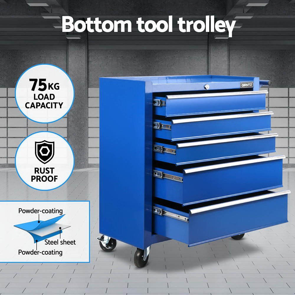 15 Drawers Tool Chest Trolley Toolbox 2 - in - 1 Storage Blue - Tools > Tools Storage > Tool Boxes - Rivercity House & Home Co. (ABN 18 642 972 209) - Affordable Modern Furniture Australia