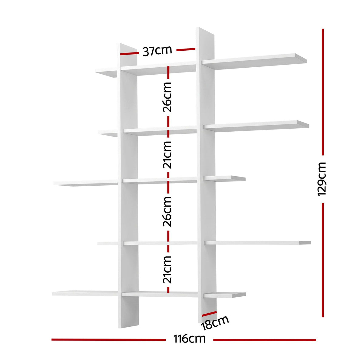 15-Section Wall Mounted Floating Display Shelf 116x18x129 cm - E1 PB Board - Furniture > Living Room > Coat Racks - Rivercity House & Home Co. (ABN 18 642 972 209) - Affordable Modern Furniture Australia