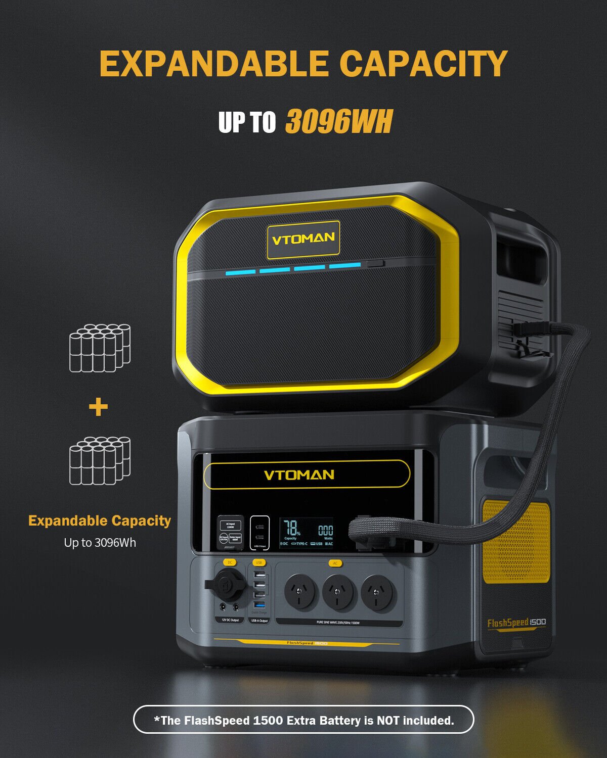 1500 Expansion Battery 1548Wh 10A AC/DC LiFePO4 Compatible with FlashSpeed Power Station - Outdoor Recreation > Camping > Batteries & Generators - Rivercity House & Home Co. (ABN 18 642 972 209) - Affordable Modern Furniture Australia