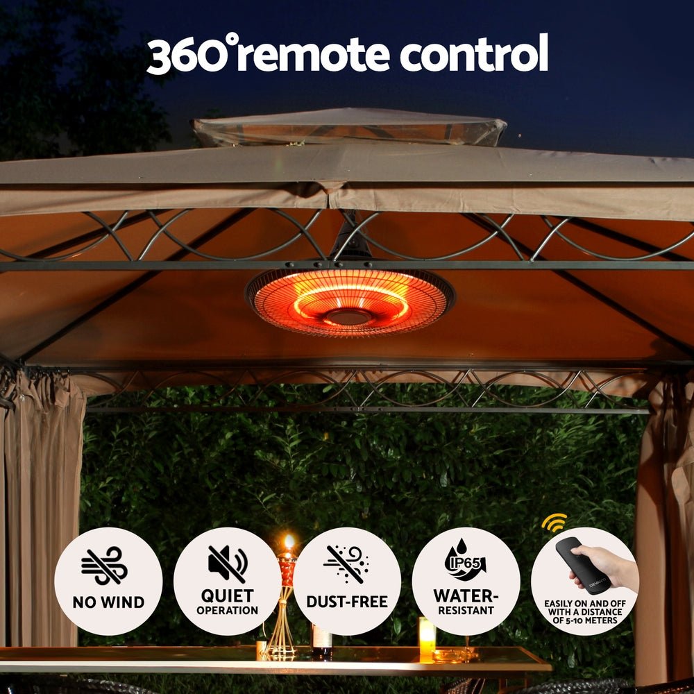 1500W Hanging Electric Patio Heater - Appliances > Heaters > Patio Heaters - Rivercity House & Home Co. (ABN 18 642 972 209) - Affordable Modern Furniture Australia