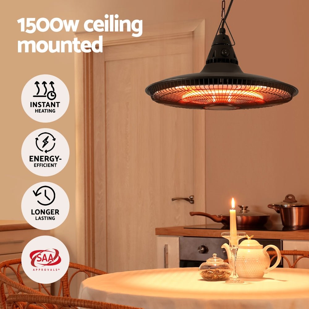 1500W Hanging Electric Patio Heater - Appliances > Heaters > Patio Heaters - Rivercity House & Home Co. (ABN 18 642 972 209) - Affordable Modern Furniture Australia