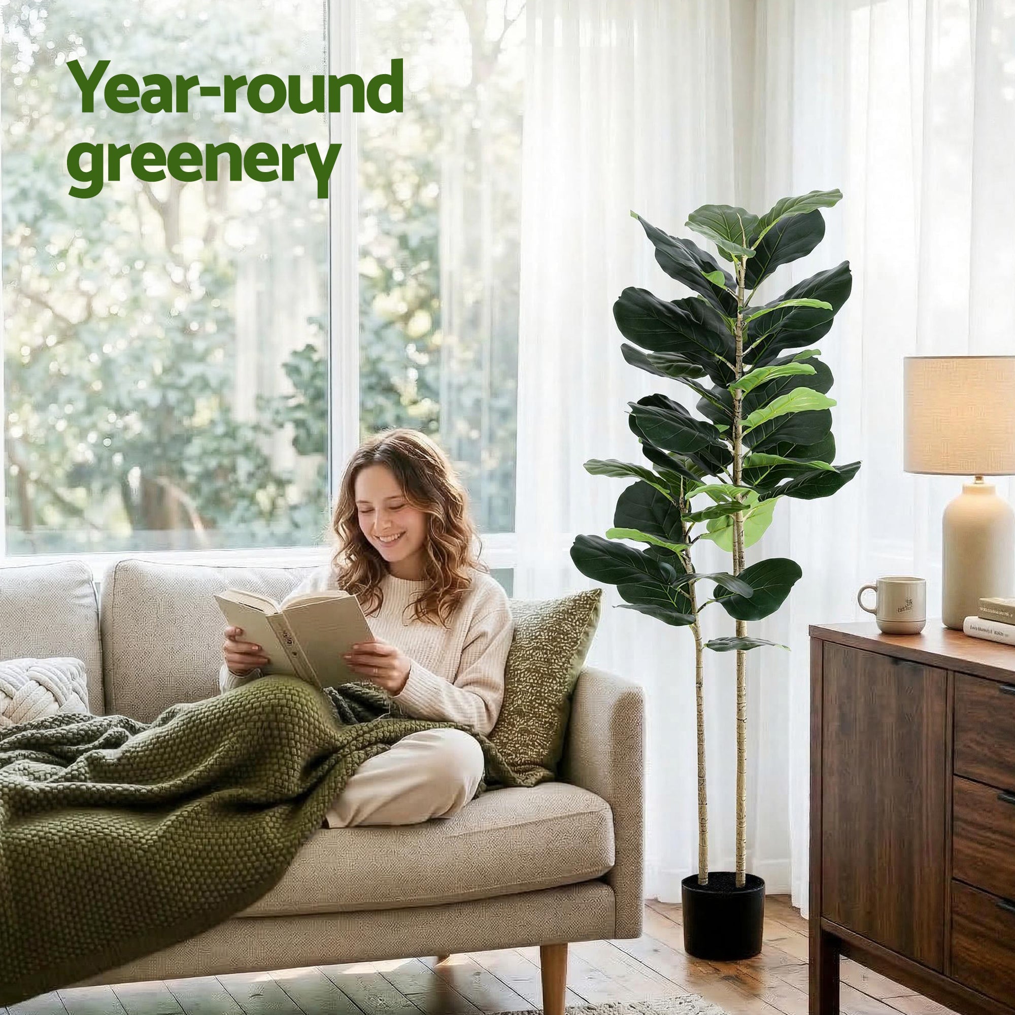 150cm Artificial Fiddle Tree Faux Trees Indoor Decor Artificial Plants Lifelike Plant 1.5M - Home & Garden > Artificial Plants > Artificial Trees - Rivercity House & Home Co. (ABN 18 642 972 209) - Affordable Modern Furniture Australia