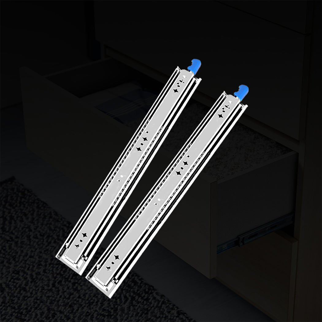 150KG Locking Drawer Slides 559MM Full Extension - Silver - Rivercity House & Home Co. (ABN 18 642 972 209) - Affordable Modern Furniture Australia