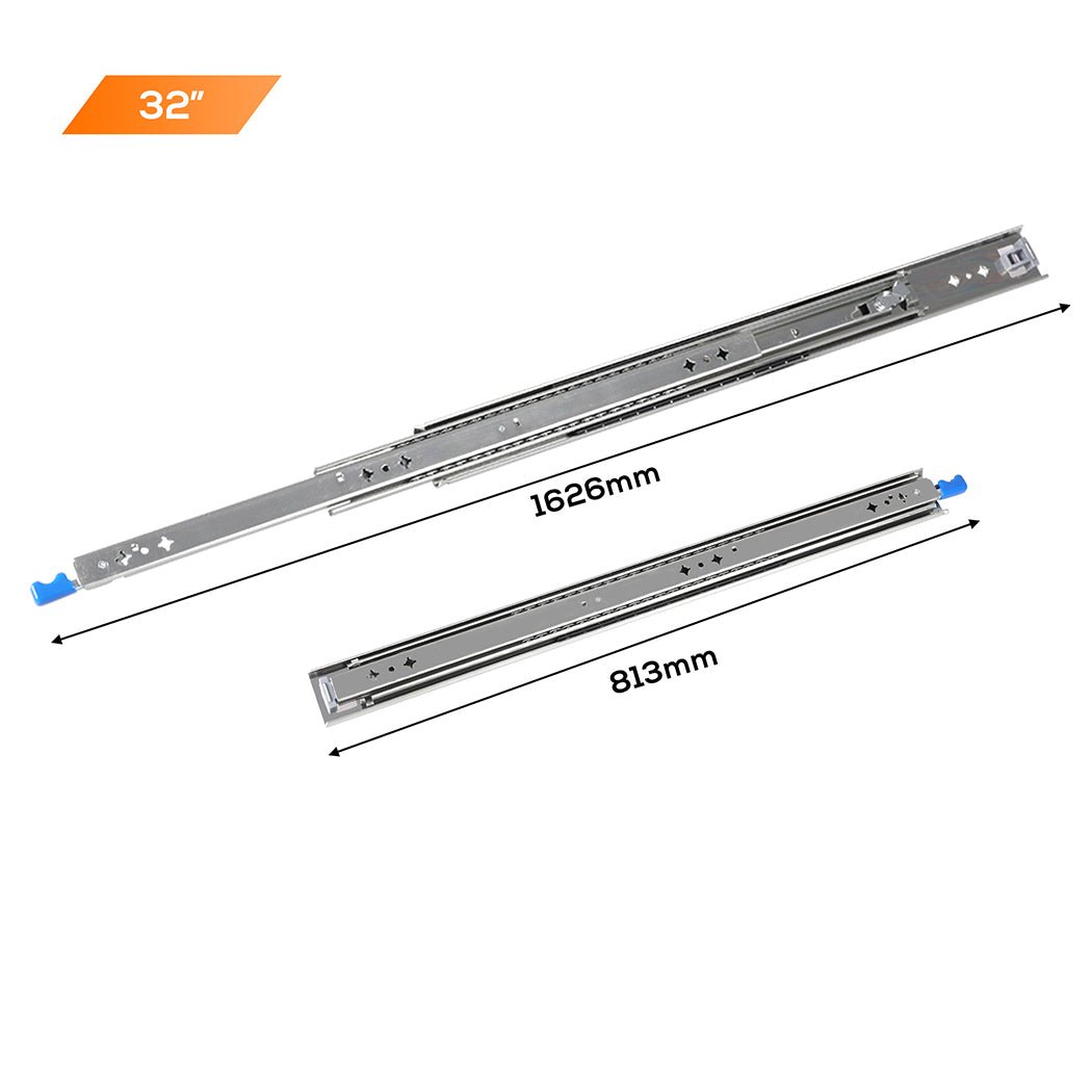 150KG Locking Drawer Slides 813MM Full Extension - Silver - Rivercity House & Home Co. (ABN 18 642 972 209) - Affordable Modern Furniture Australia