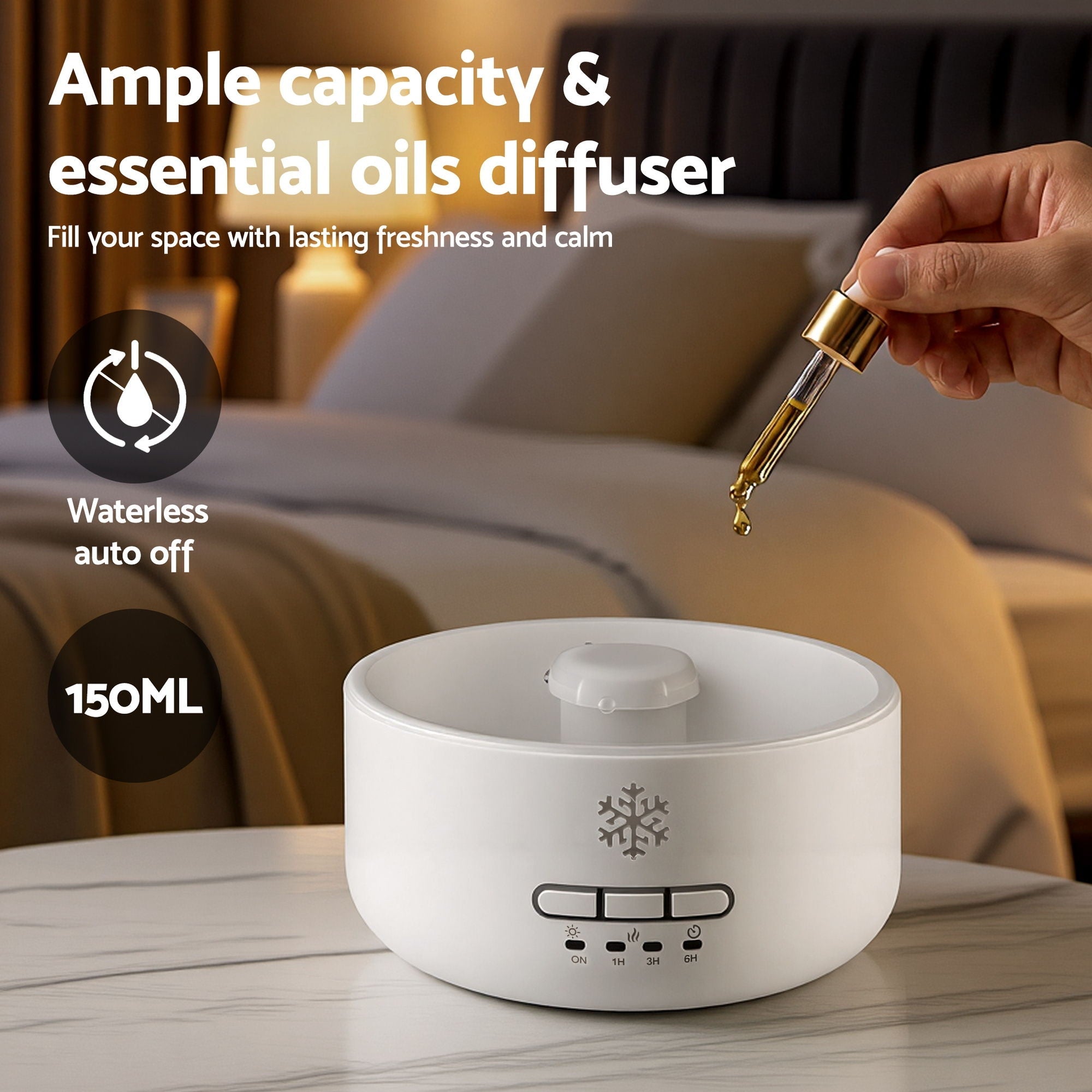 150ml Ultrasonic Salt Lamp Aroma Diffuser Humidifier with 7 LED Colors - White - Appliances > Aroma Diffusers & Humidifiers > Aroma Diffusers - Rivercity House & Home Co. (ABN 18 642 972 209) - Affordable Modern Furniture Australia