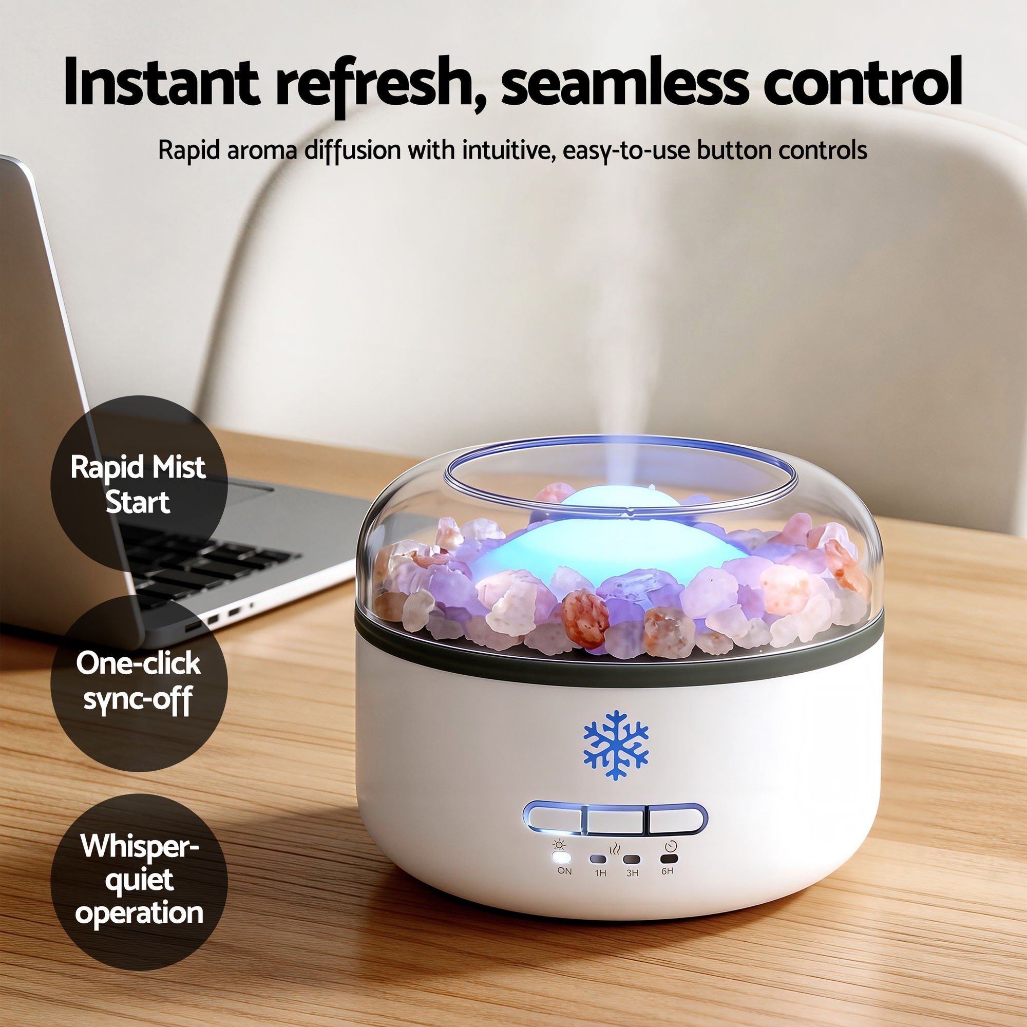 150ml Ultrasonic Salt Lamp Aroma Diffuser Humidifier with 7 LED Colors - White - Appliances > Aroma Diffusers & Humidifiers > Aroma Diffusers - Rivercity House & Home Co. (ABN 18 642 972 209) - Affordable Modern Furniture Australia