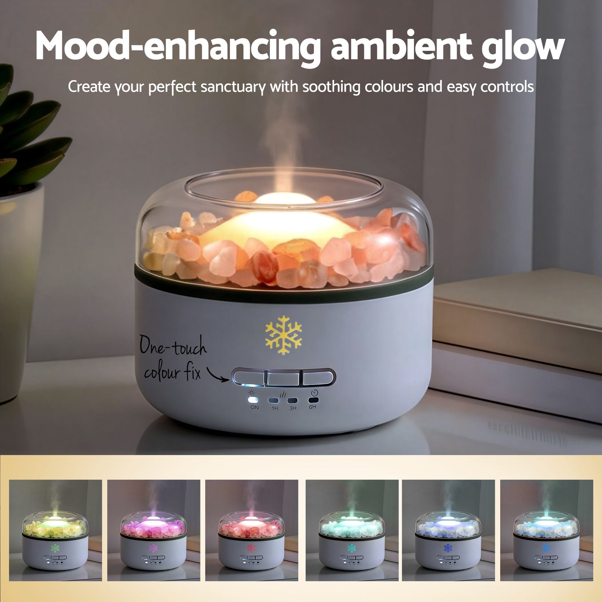 150ml Ultrasonic Salt Lamp Aroma Diffuser Humidifier with 7 LED Colors - White - Appliances > Aroma Diffusers & Humidifiers > Aroma Diffusers - Rivercity House & Home Co. (ABN 18 642 972 209) - Affordable Modern Furniture Australia