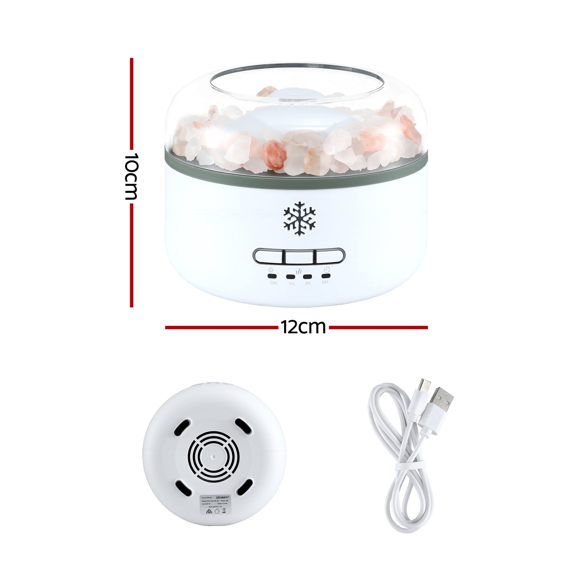 150ml Ultrasonic Salt Lamp Aroma Diffuser Humidifier with 7 LED Colors - White - Appliances > Aroma Diffusers & Humidifiers > Aroma Diffusers - Rivercity House & Home Co. (ABN 18 642 972 209) - Affordable Modern Furniture Australia