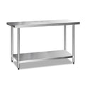 1524x610mm Heavy Duty Stainless Steel Kitchen Bench with Adjustable Shelving - 430 Stainless Steel