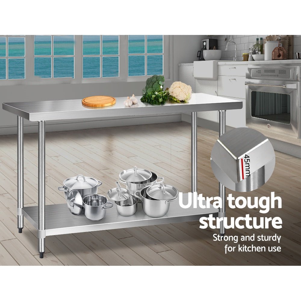 1524x610mm Stainless Steel Kitchen Bench 430 - Furniture > Dining > Kitchen Sinks - Rivercity House & Home Co. (ABN 18 642 972 209) - Affordable Modern Furniture Australia
