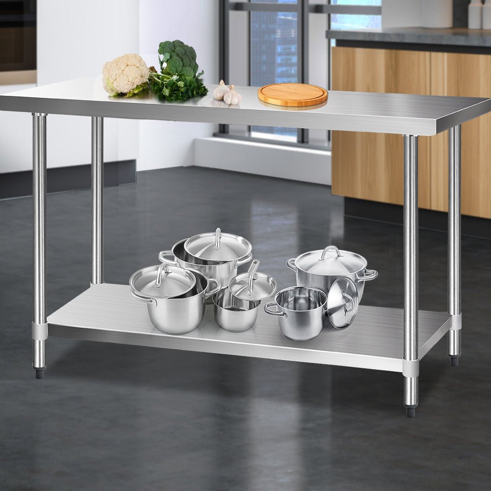 1524x610mm Stainless Steel Kitchen Bench 430 - Furniture > Dining > Kitchen Sinks - Rivercity House & Home Co. (ABN 18 642 972 209) - Affordable Modern Furniture Australia