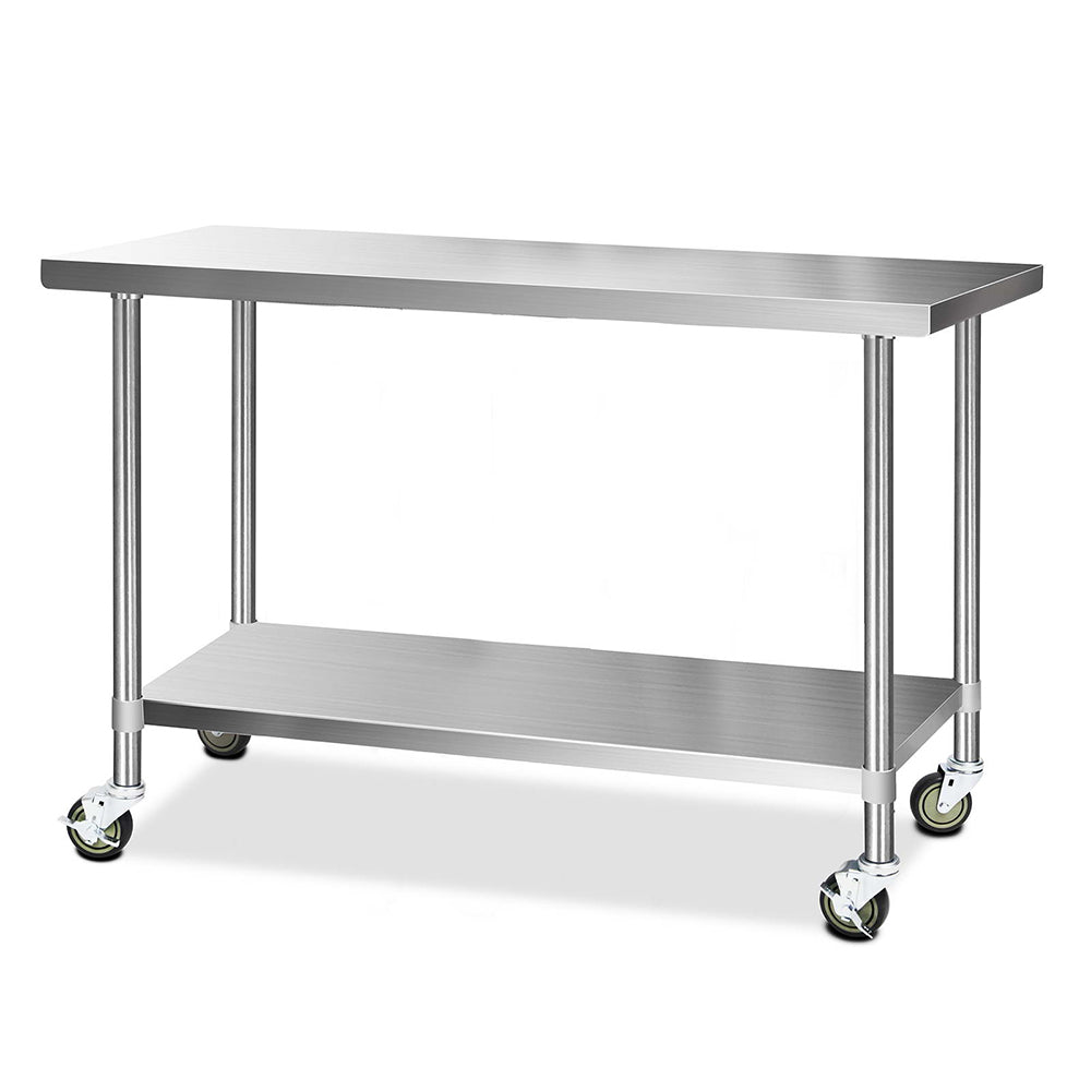 1524x610mm Stainless Steel Kitchen Bench with Wheels 304 - Furniture > Dining > Kitchen Sinks - Rivercity House & Home Co. (ABN 18 642 972 209) - Affordable Modern Furniture Australia