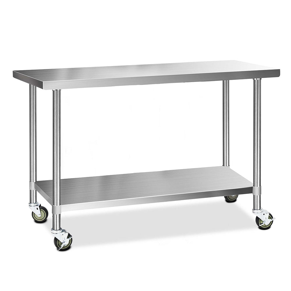 1524x610mm Stainless Steel Kitchen Bench with Wheels 430 - Furniture > Dining > Kitchen Sinks - Rivercity House & Home Co. (ABN 18 642 972 209) - Affordable Modern Furniture Australia