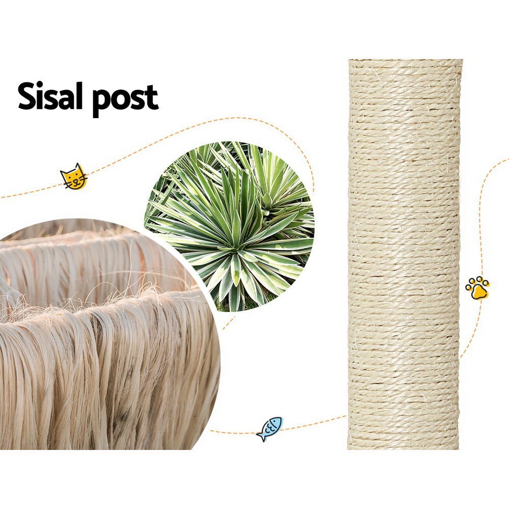 152cm Cat Tree Tower with Scratching Post, Bed, Condo, Ladder & Toys - Beige Grey - Pet Care > Cat Supplies > Cat Scratching Posts - Rivercity House & Home Co. (ABN 18 642 972 209) - Affordable Modern Furniture Australia