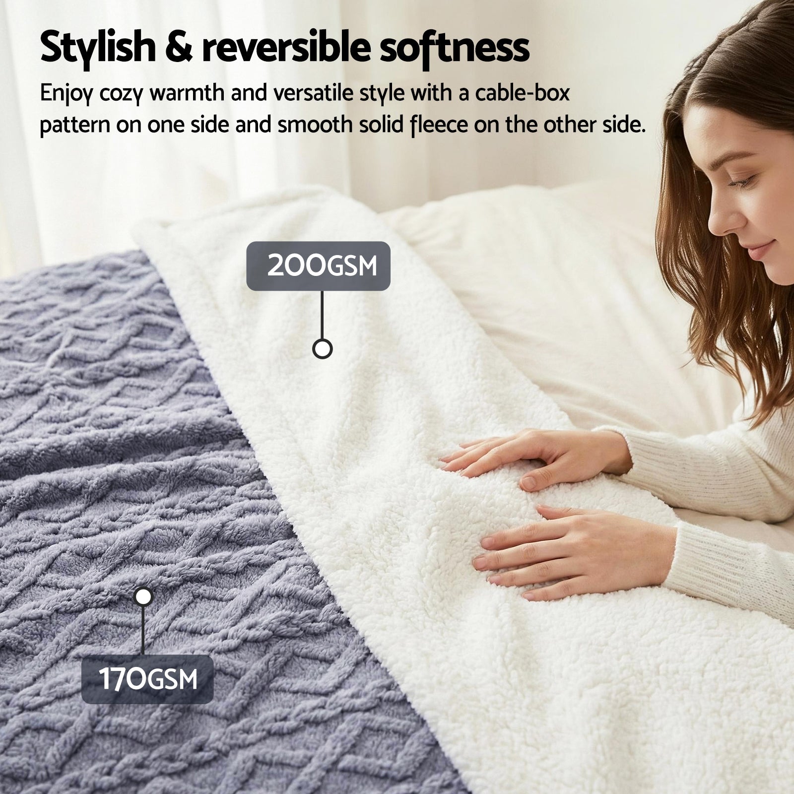 152x203cm Throw Blanket Double - Sided Fleece Lightweight For Sofa Couch Bed Queen - Home & Garden > Bedding > Blankets & Throws - Rivercity House & Home Co. (ABN 18 642 972 209) - Affordable Modern Furniture Australia