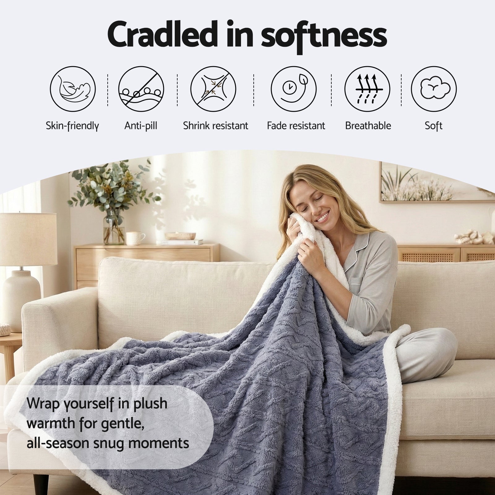 152x203cm Throw Blanket Double - Sided Fleece Lightweight For Sofa Couch Bed Queen - Home & Garden > Bedding > Blankets & Throws - Rivercity House & Home Co. (ABN 18 642 972 209) - Affordable Modern Furniture Australia