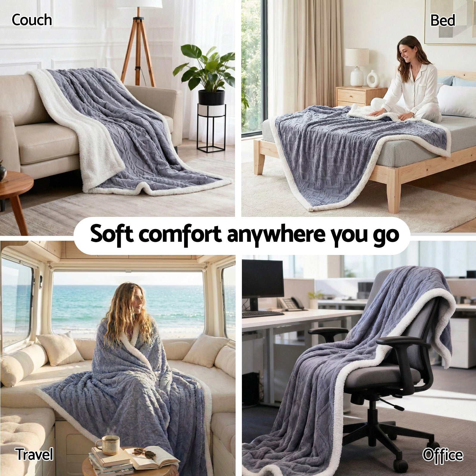 152x203cm Throw Blanket Double - Sided Fleece Lightweight For Sofa Couch Bed Queen - Home & Garden > Bedding > Blankets & Throws - Rivercity House & Home Co. (ABN 18 642 972 209) - Affordable Modern Furniture Australia