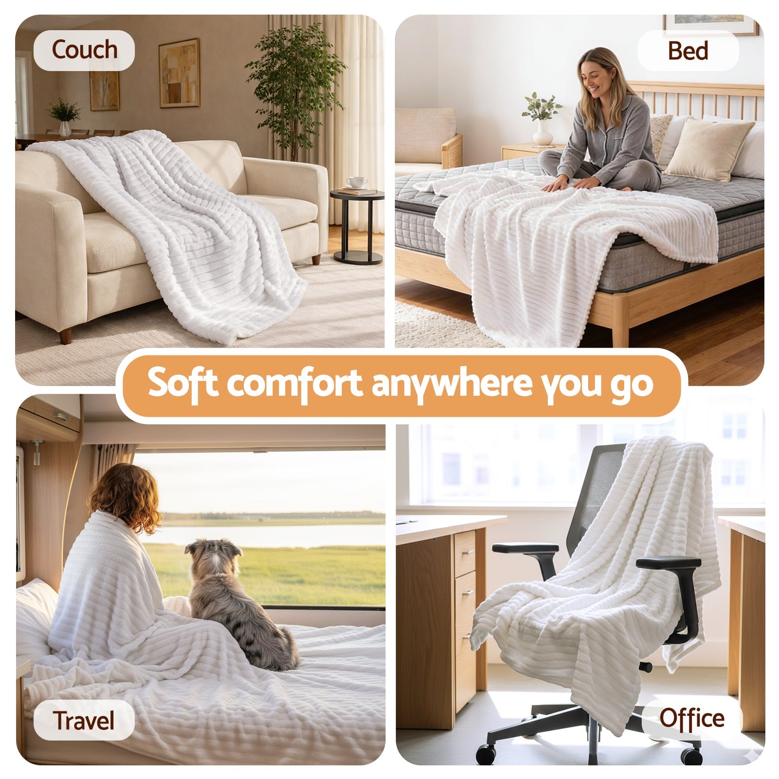 152x203cm Throw Blanket Queen Fleece Lightweight Cozy Sofa Couch Bed Throw - Home & Garden > Bedding > Blankets & Throws - Rivercity House & Home Co. (ABN 18 642 972 209) - Affordable Modern Furniture Australia