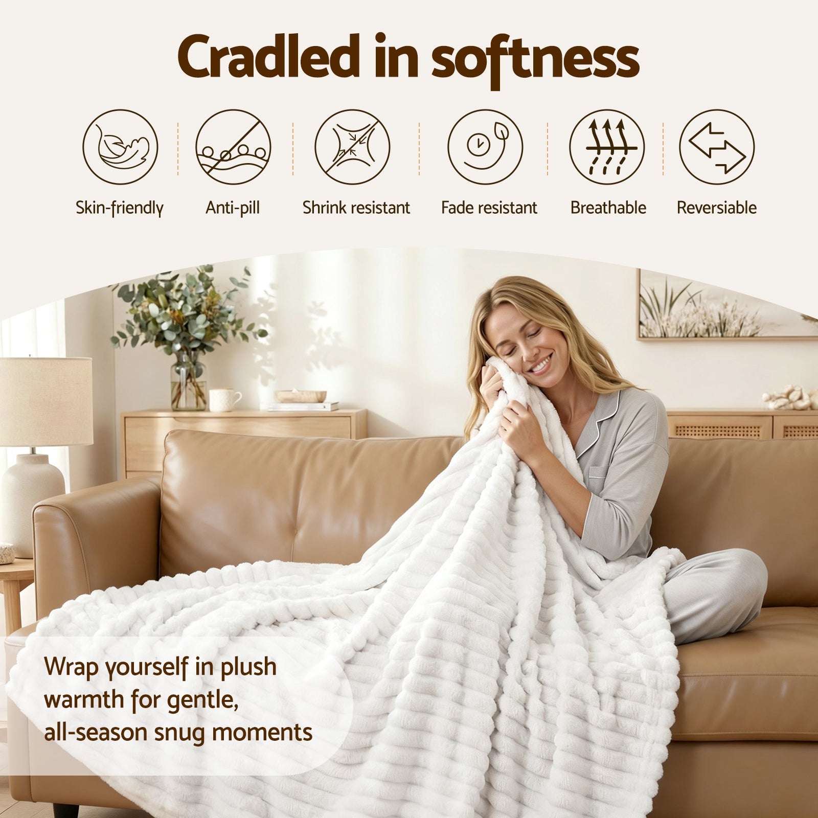 152x203cm Throw Blanket Queen Fleece Lightweight Cozy Sofa Couch Bed Throw - Home & Garden > Bedding > Blankets & Throws - Rivercity House & Home Co. (ABN 18 642 972 209) - Affordable Modern Furniture Australia
