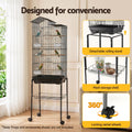 158cm Bird Cage Aviary Parrot Budgie Stand with Wheels - Black