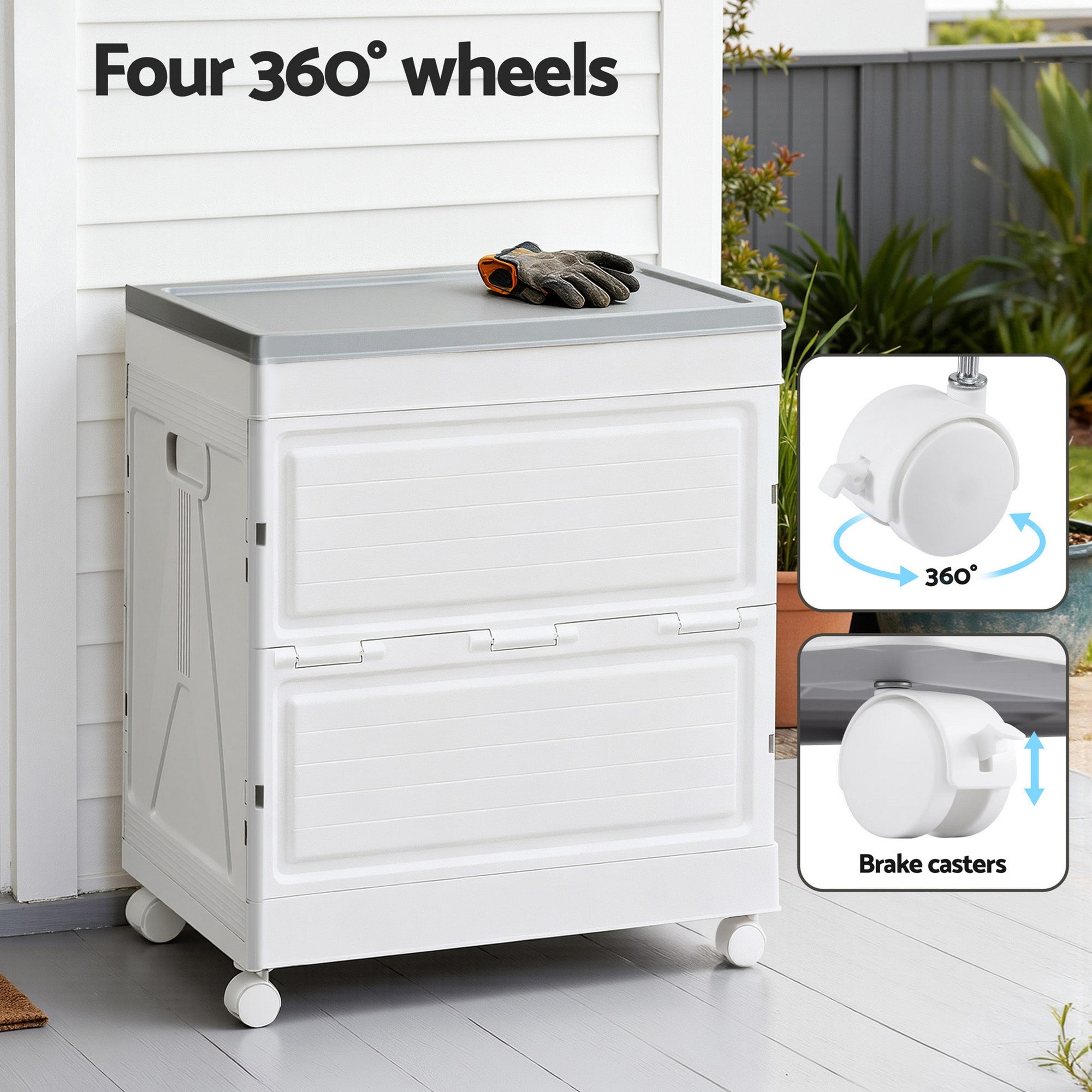 159L Outdoor Storage Box Stackable Cupboard Camping Organizer Wheels - Home & Garden > Storage > Storage Boxes - Rivercity House & Home Co. (ABN 18 642 972 209) - Affordable Modern Furniture Australia