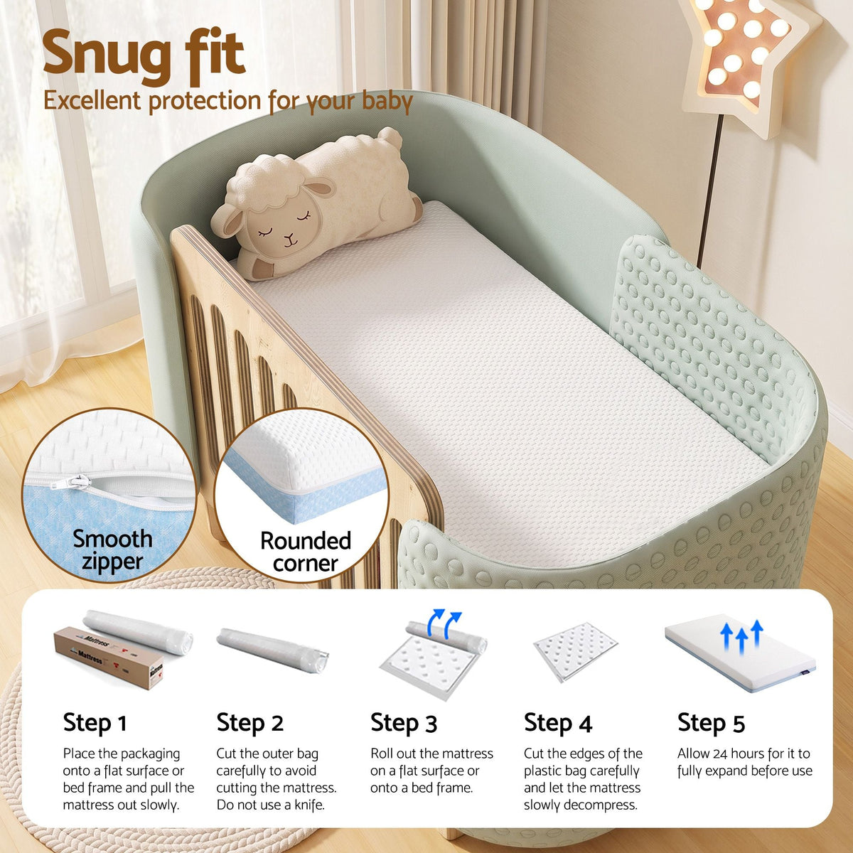 15cm Cot Mattress, 38D Gel Memory Foam Cover - Home & Garden > Bedding > Pillows - Rivercity House & Home Co. (ABN 18 642 972 209) - Affordable Modern Furniture Australia