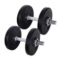 15kg Adjustable Dumbbell Set with Weight Plates - Black and Silver