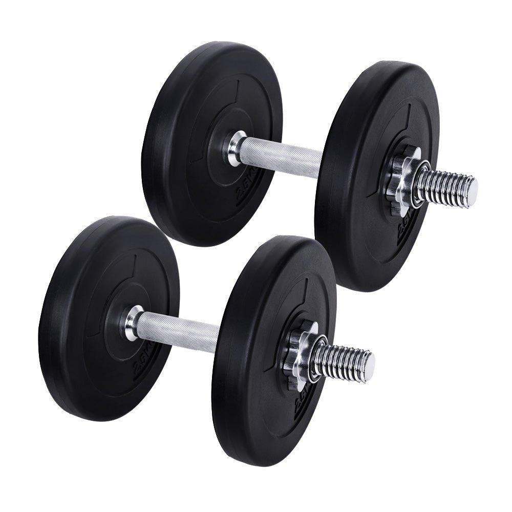 15kg Adjustable Dumbbell Set with Weight Plates - Black and Silver - Sports & Fitness > Exercise, Gym & Fitness > Free Weights - Rivercity House & Home Co. (ABN 18 642 972 209) - Affordable Modern Furniture Australia