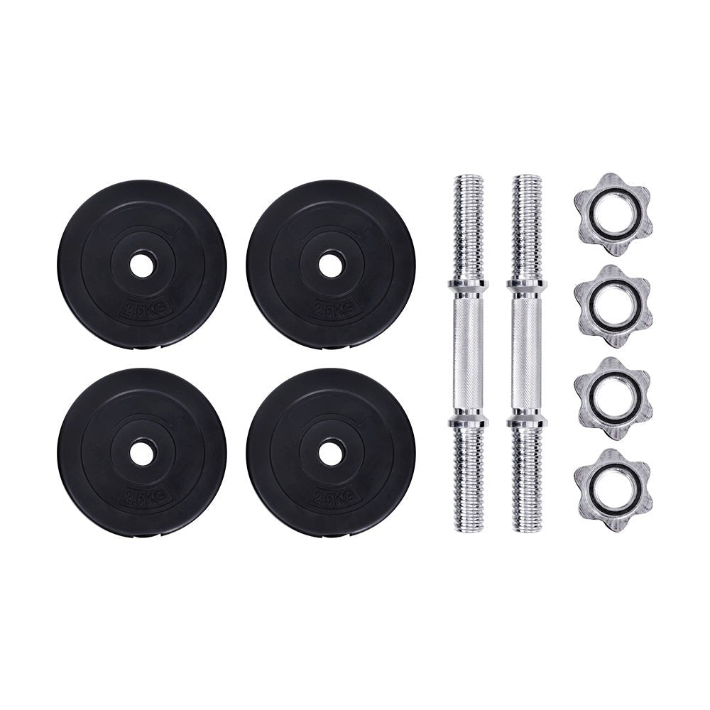 15kg Adjustable Dumbbell Set with Weight Plates - Black and Silver - Sports & Fitness > Exercise, Gym & Fitness > Free Weights - Rivercity House & Home Co. (ABN 18 642 972 209) - Affordable Modern Furniture Australia