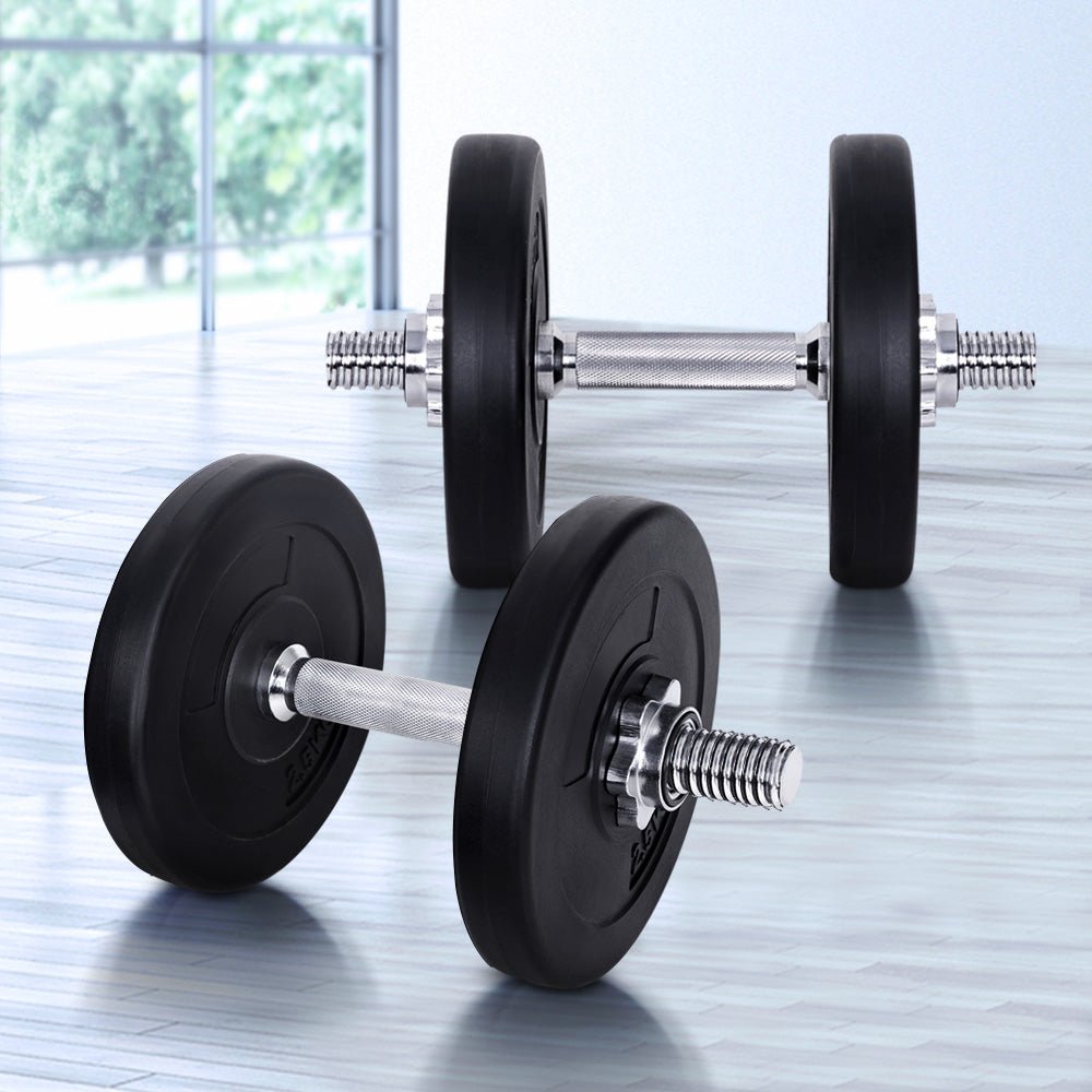 15kg Adjustable Dumbbell Set with Weight Plates - Black and Silver - Sports & Fitness > Exercise, Gym & Fitness > Free Weights - Rivercity House & Home Co. (ABN 18 642 972 209) - Affordable Modern Furniture Australia