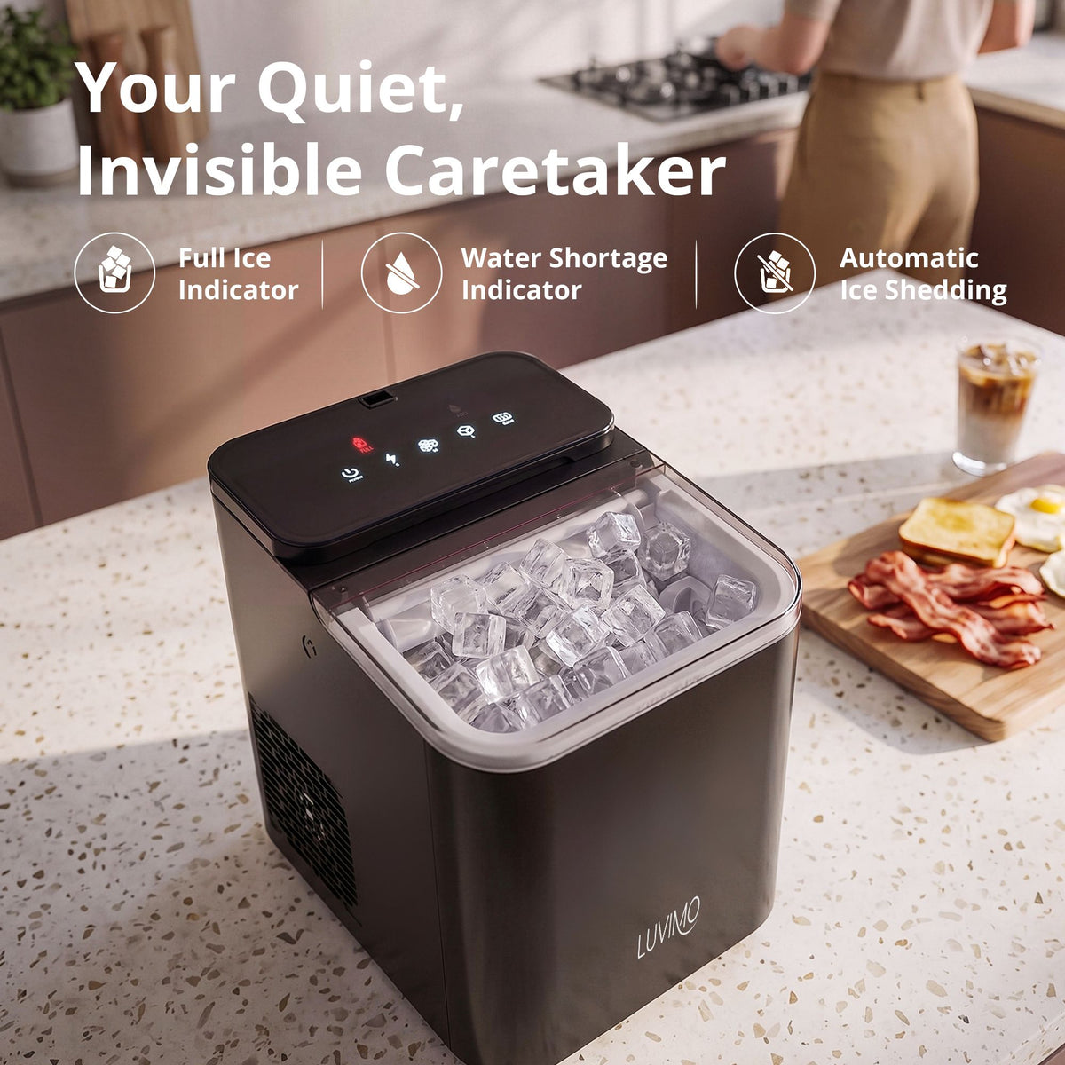 15kg Ice Maker Machine with Double Open Cover for Deep Cleaning - Black - Appliances > Kitchen Appliances > Ice Makers - Rivercity House & Home Co. (ABN 18 642 972 209) - Affordable Modern Furniture Australia