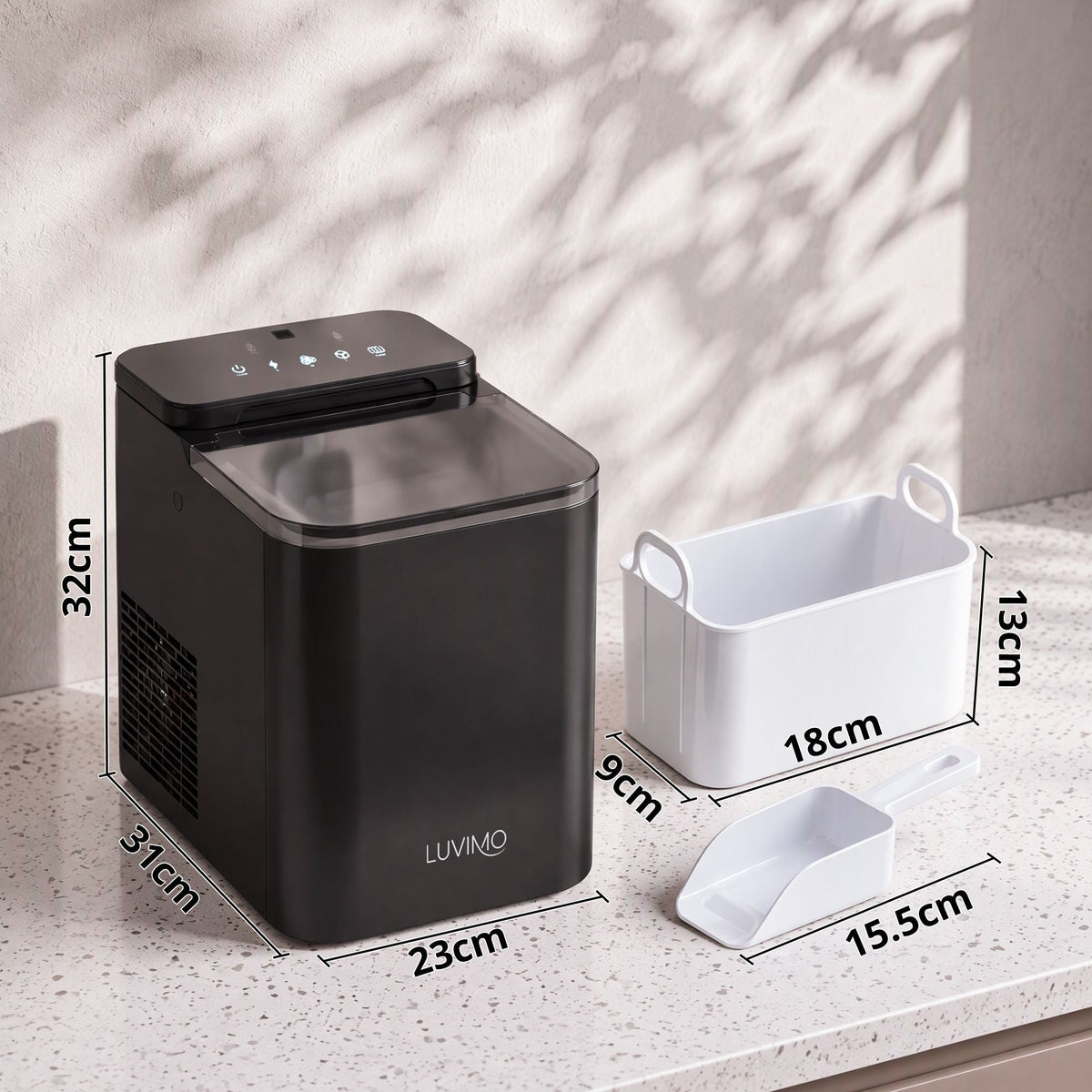 15kg Ice Maker Machine with Double Open Cover for Deep Cleaning - Black - Appliances > Kitchen Appliances > Ice Makers - Rivercity House & Home Co. (ABN 18 642 972 209) - Affordable Modern Furniture Australia