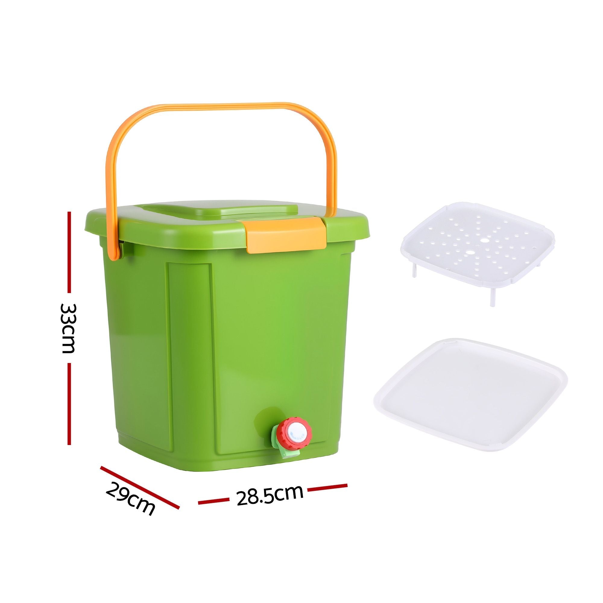 15L Kitchen Compost Bin with Drain Tap and 3-Compartment Sorting - Green - Home & Garden > Garden Tools > Gardening Accessories - Rivercity House & Home Co. (ABN 18 642 972 209) - Affordable Modern Furniture Australia