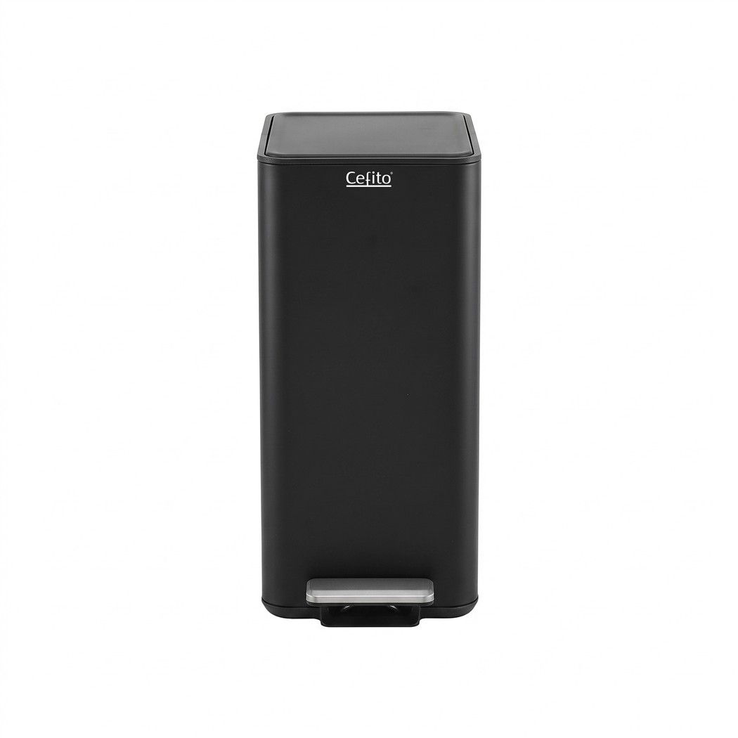 15L Slim Pedal Rubbish Bin with Soft-Closing Lid and Removable Inner Bucket - Black - Home & Garden > Kitchen Bins > Pedal Bins - Rivercity House & Home Co. (ABN 18 642 972 209) - Affordable Modern Furniture Australia