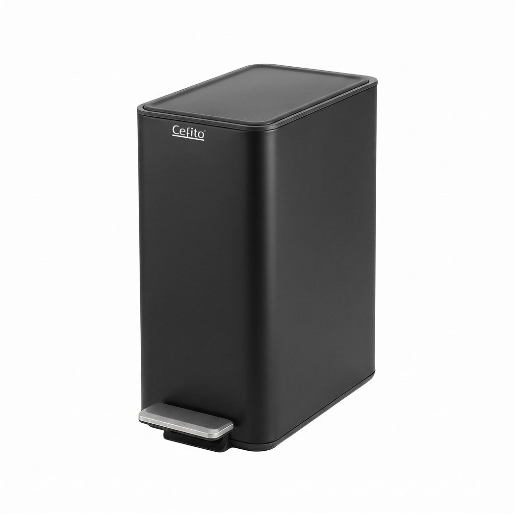 15L Slim Pedal Rubbish Bin with Soft-Closing Lid and Removable Inner Bucket - Black - Home & Garden > Kitchen Bins > Pedal Bins - Rivercity House & Home Co. (ABN 18 642 972 209) - Affordable Modern Furniture Australia