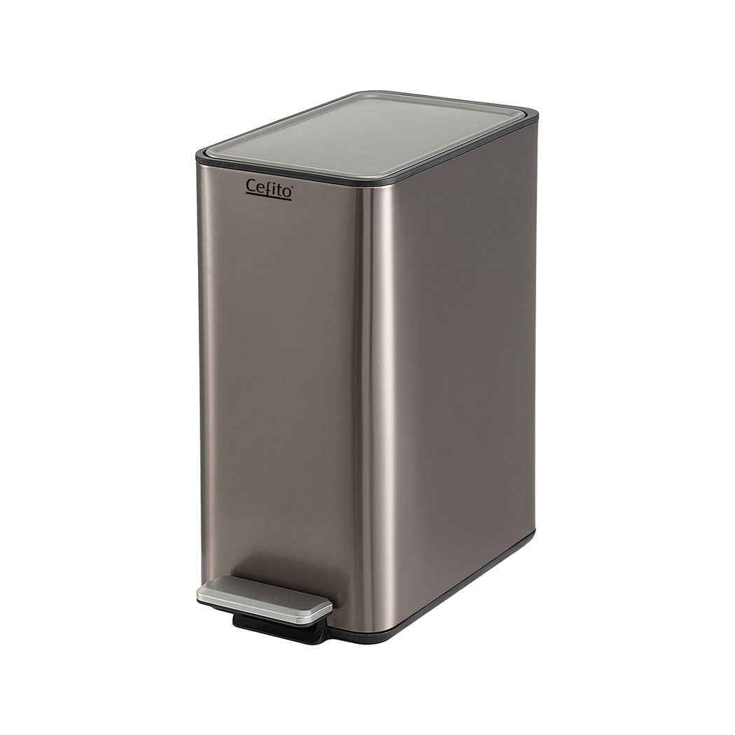 15L Slim Pedal Rubbish Bin with Soft-Closing Lid and Removable Inner Bucket - Grey - Home & Garden > Kitchen Bins > Pedal Bins - Rivercity House & Home Co. (ABN 18 642 972 209) - Affordable Modern Furniture Australia
