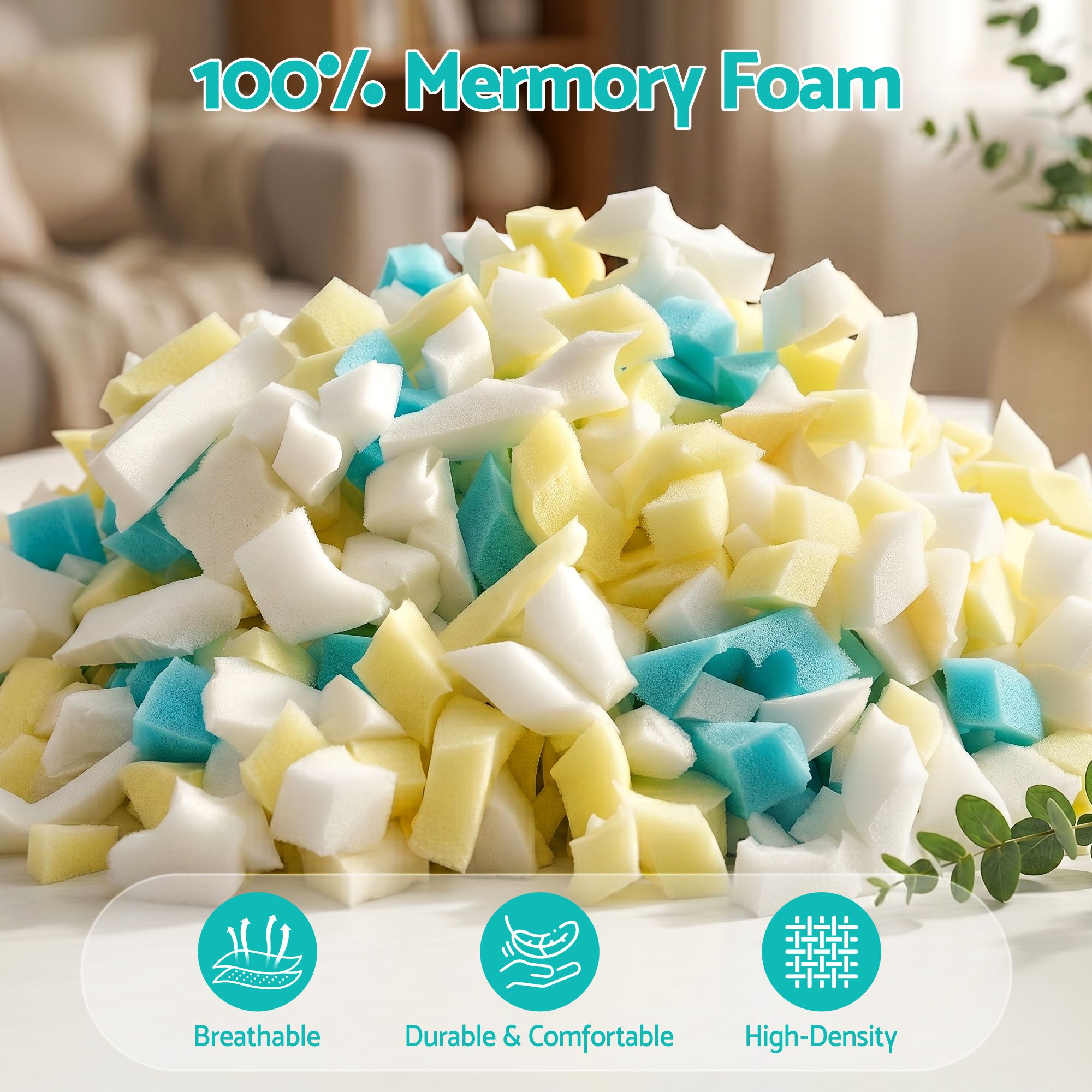 15lbs (6.6KG) Bean Bag Filler Shredded Memory Foam Filling High Density Soft Pillow Stuffing for Bean Bag Chair, Couch Cushion, Dog Bed, Stuffed Animals and Arts Crafts - Furniture > Sofas > Sofa Accessories - Rivercity House & Home Co. (ABN 18 642 972 209) - Affordable Modern Furniture Australia