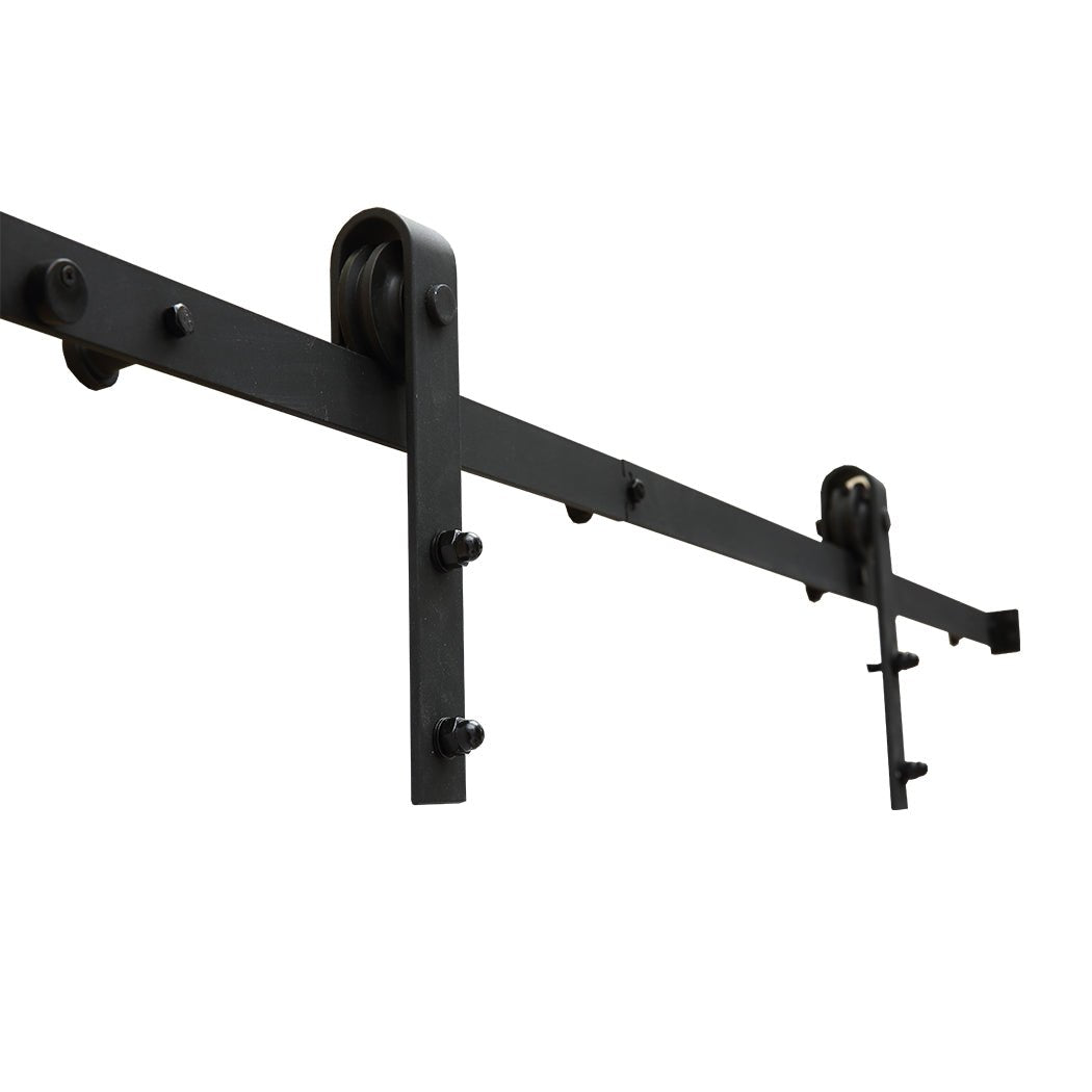 1.5M Antique Classic Single Sliding Barn Door Track Kit - Black - Rivercity House & Home Co. (ABN 18 642 972 209) - Affordable Modern Furniture Australia