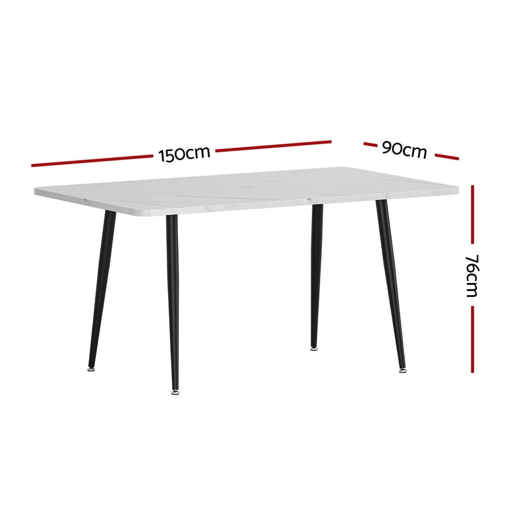 1.5M Dining Table Marble Effect - Furniture > Dining > Dining Tables - Rivercity House & Home Co. (ABN 18 642 972 209) - Affordable Modern Furniture Australia