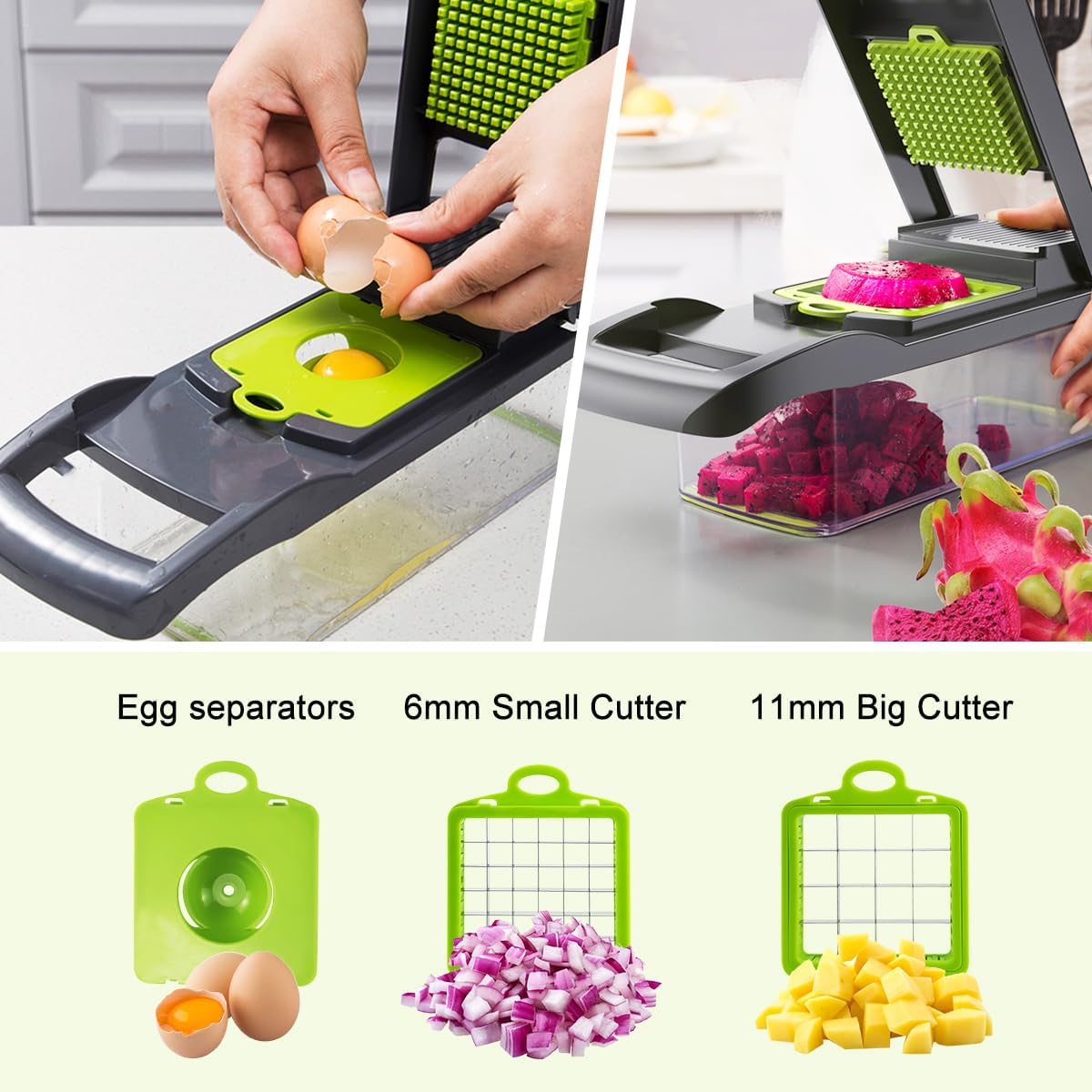 16 - in - 1 Multifunctional Mandoline Vegetable Chopper with Stainless Steel Blades, Storage Container & Hand Guard - White - Home & Garden > Artificial Plants > Pots, Planters & Accessories - Rivercity House & Home Co. (ABN 18 642 972 209) - Affordable Modern Furniture Australia