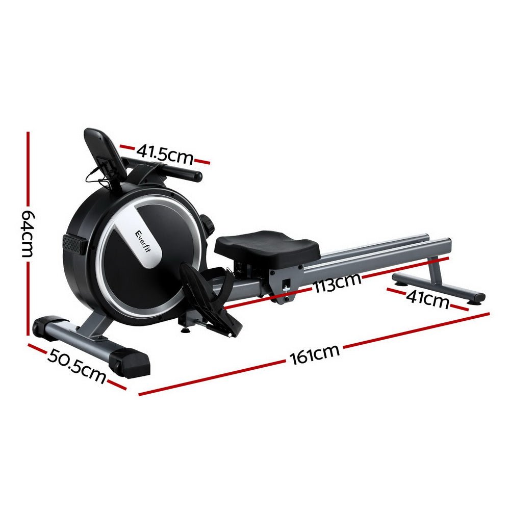 16 Level Magnetic Rowing Machine for Home with App Connect Black - Sports & Fitness > Exercise, Gym & Fitness > Gym Equipment & Accessories - Rivercity House & Home Co. (ABN 18 642 972 209) - Affordable Modern Furniture Australia