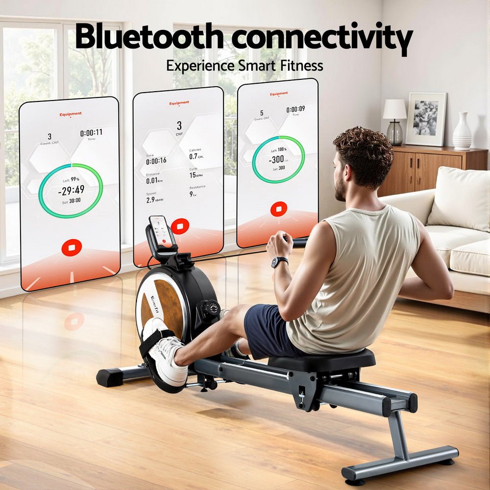 16 Level Magnetic Rowing Machine for Home with App Connect Walnut - Sports & Fitness > Exercise, Gym & Fitness > Gym Equipment & Accessories - Rivercity House & Home Co. (ABN 18 642 972 209) - Affordable Modern Furniture Australia
