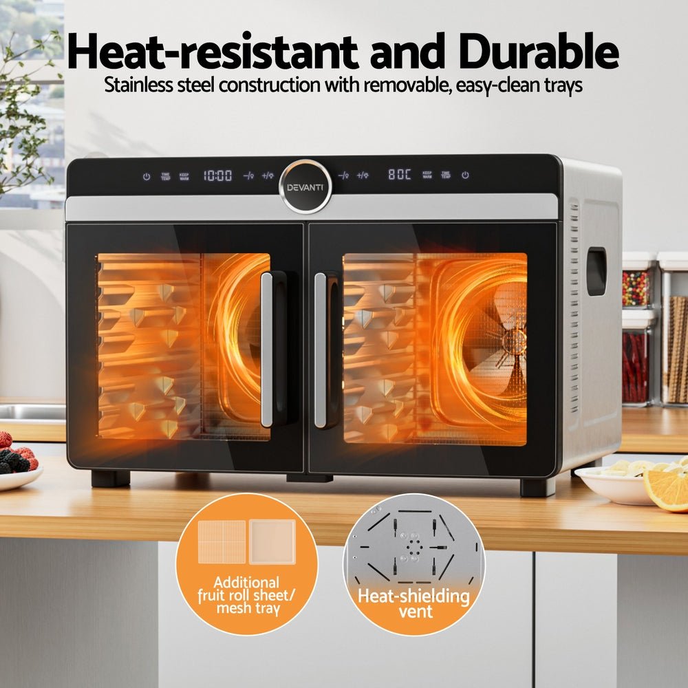 16 Trays Food Dehydrator Dual - Zone Stainless Steel - Appliances > Kitchen Appliances > Food Dehydrators - Rivercity House & Home Co. (ABN 18 642 972 209) - Affordable Modern Furniture Australia