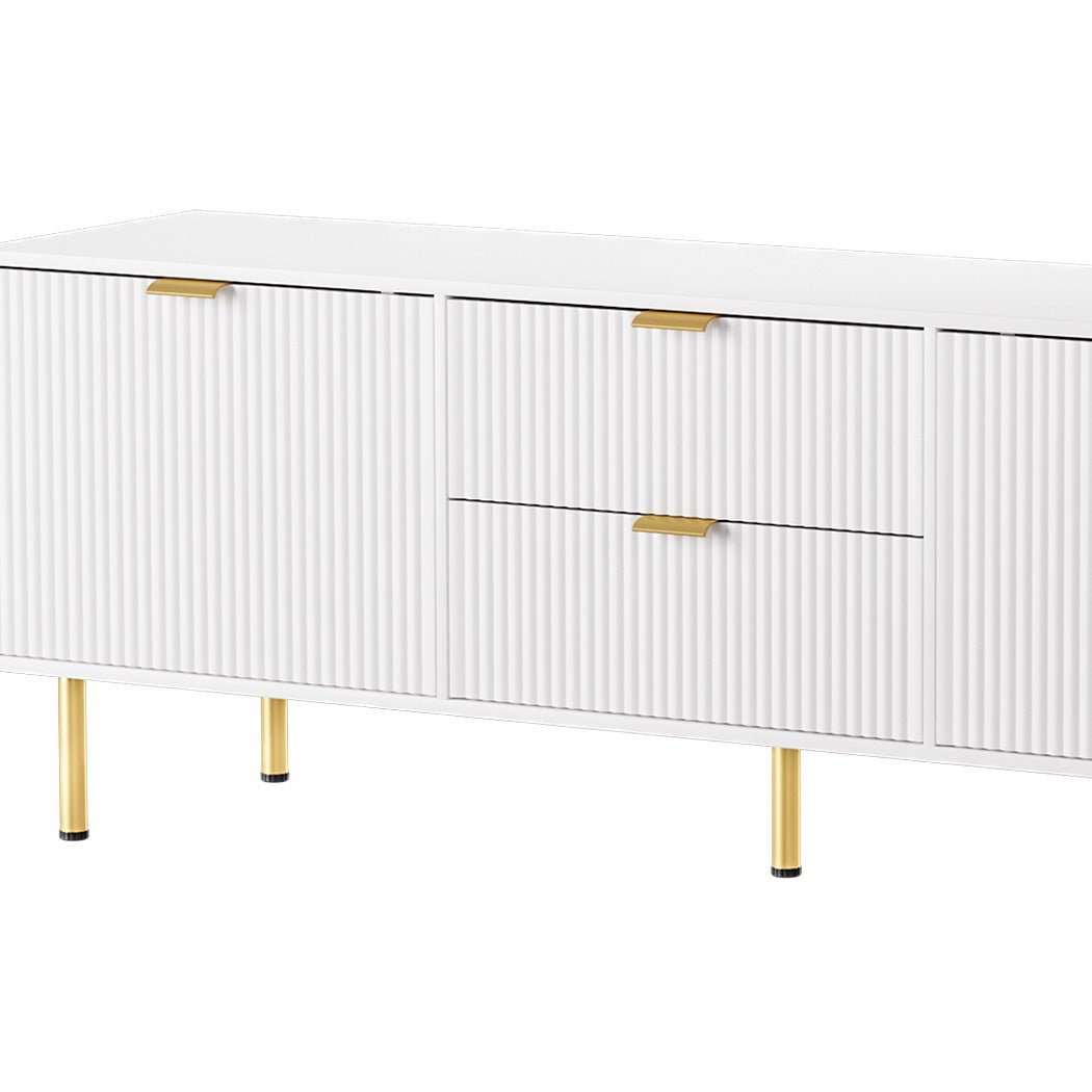 160cm Light - Luxury Entertainment Unit TV Cabinet with Storage - White - Rivercity House & Home Co. (ABN 18 642 972 209) - Affordable Modern Furniture Australia