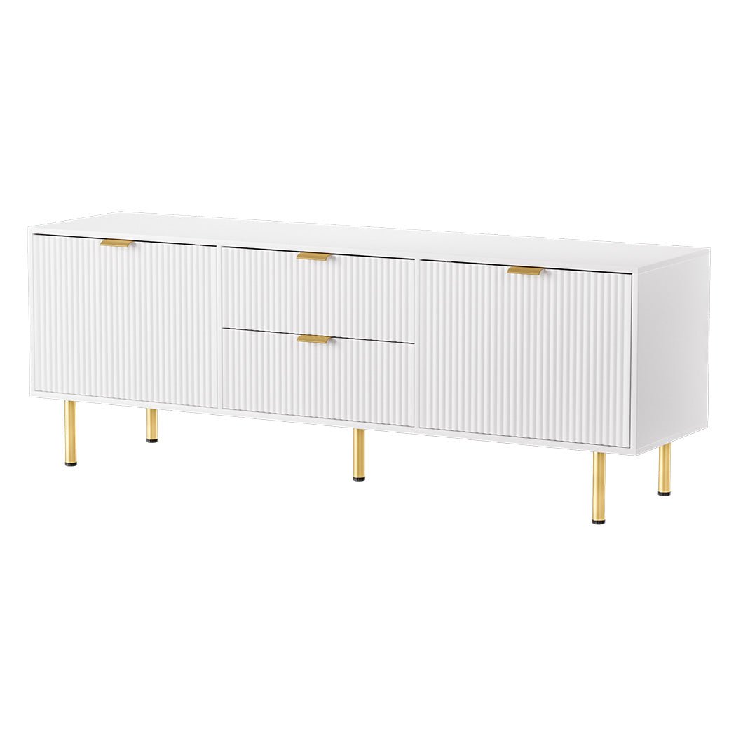 160cm Light - Luxury Entertainment Unit TV Cabinet with Storage - White - Rivercity House & Home Co. (ABN 18 642 972 209) - Affordable Modern Furniture Australia