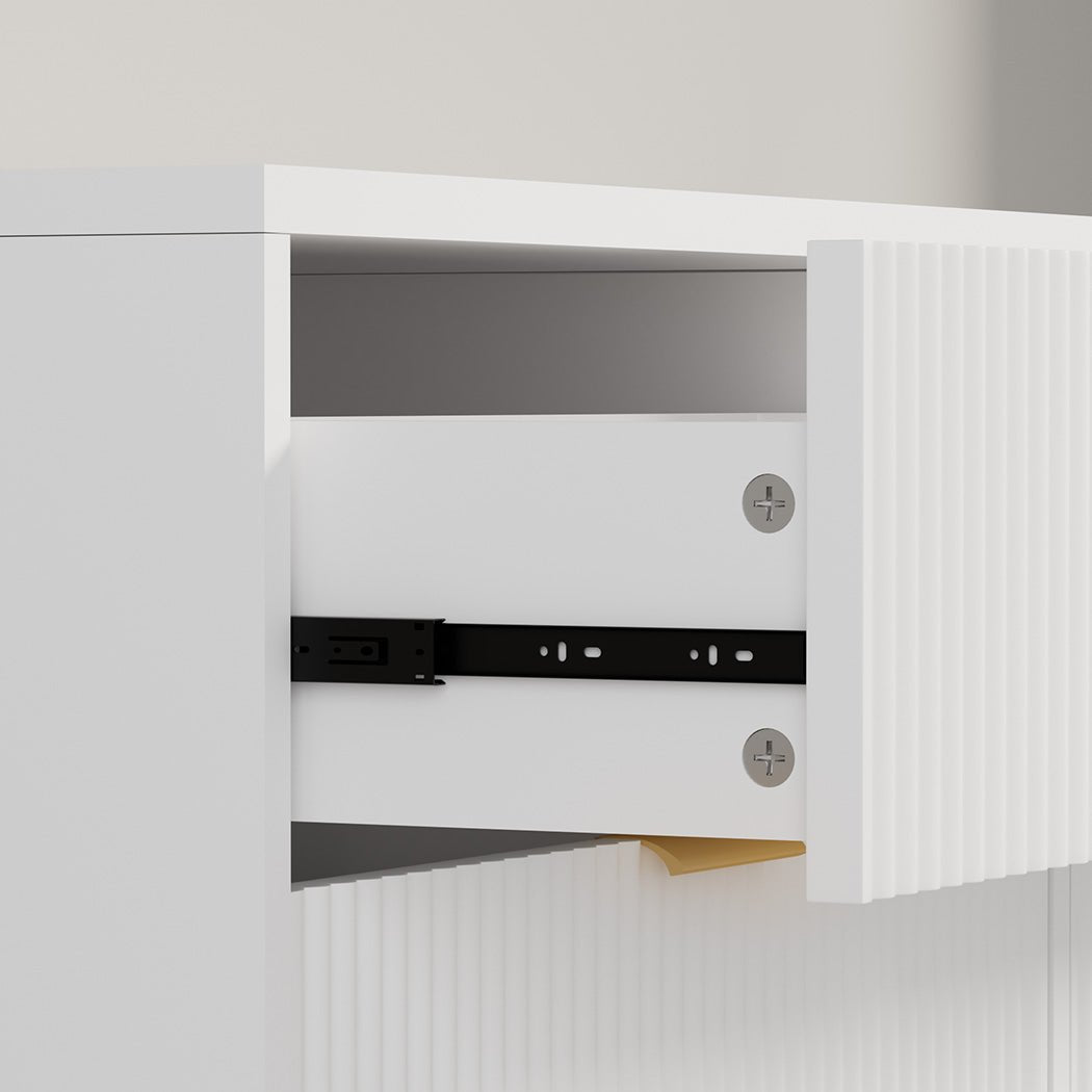 160cm Light - Luxury Entertainment Unit TV Cabinet with Storage - White - Rivercity House & Home Co. (ABN 18 642 972 209) - Affordable Modern Furniture Australia