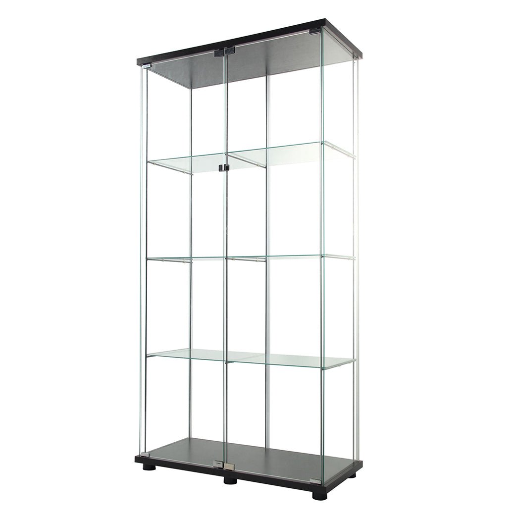 164cm 4 - Tier Glass Display Cabinet with 2 Doors - Black - Rivercity House & Home Co. (ABN 18 642 972 209) - Affordable Modern Furniture Australia